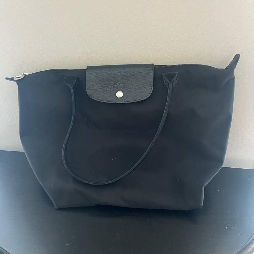 Longchamp Black Nylon Le Pliage Foldable Tote